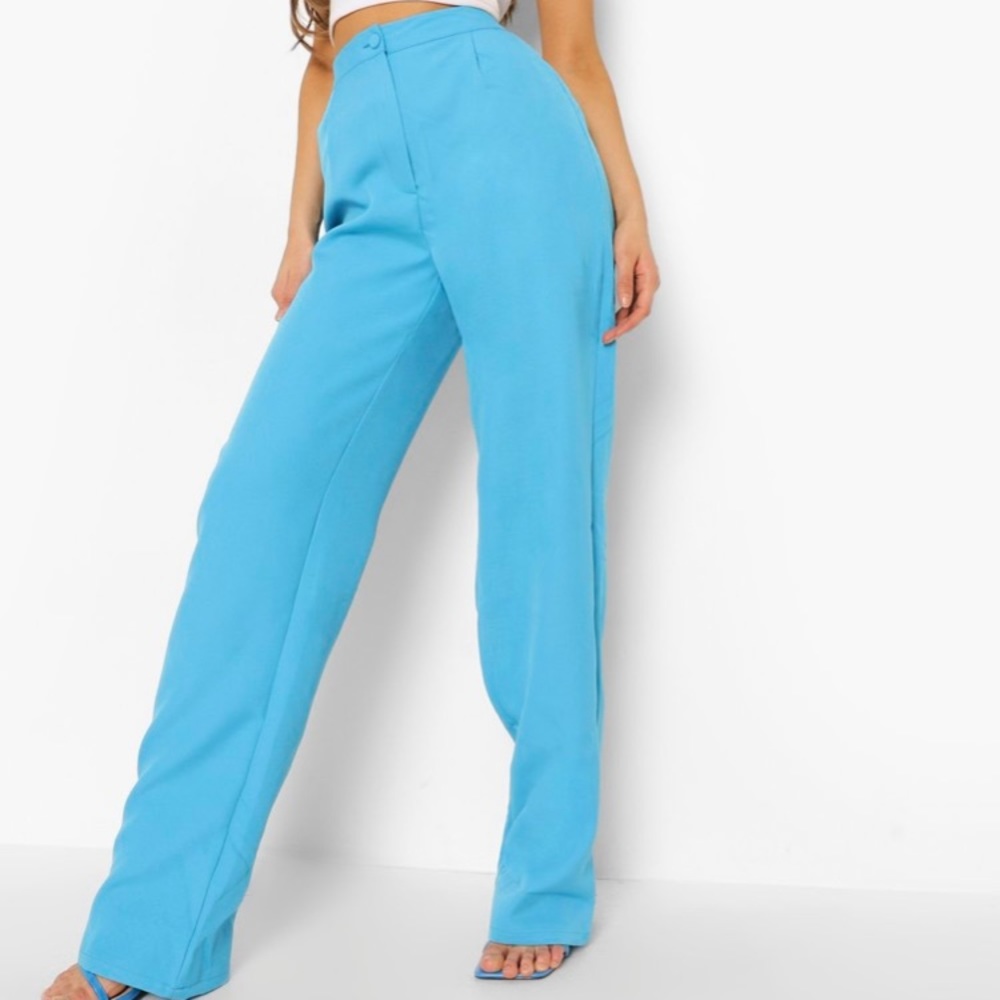 Bright blue trousers